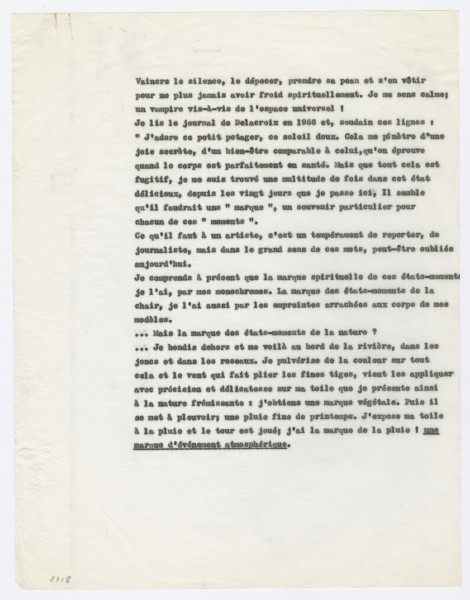 Yves Klein, "Overcoming silence, cutting it up..." ("The Truth becomes reality")