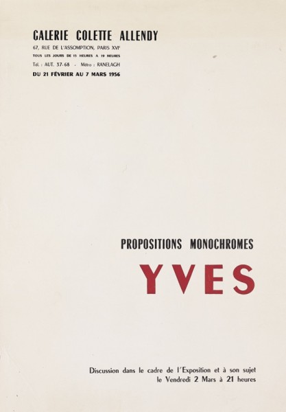 Yves : Propositions monochromes