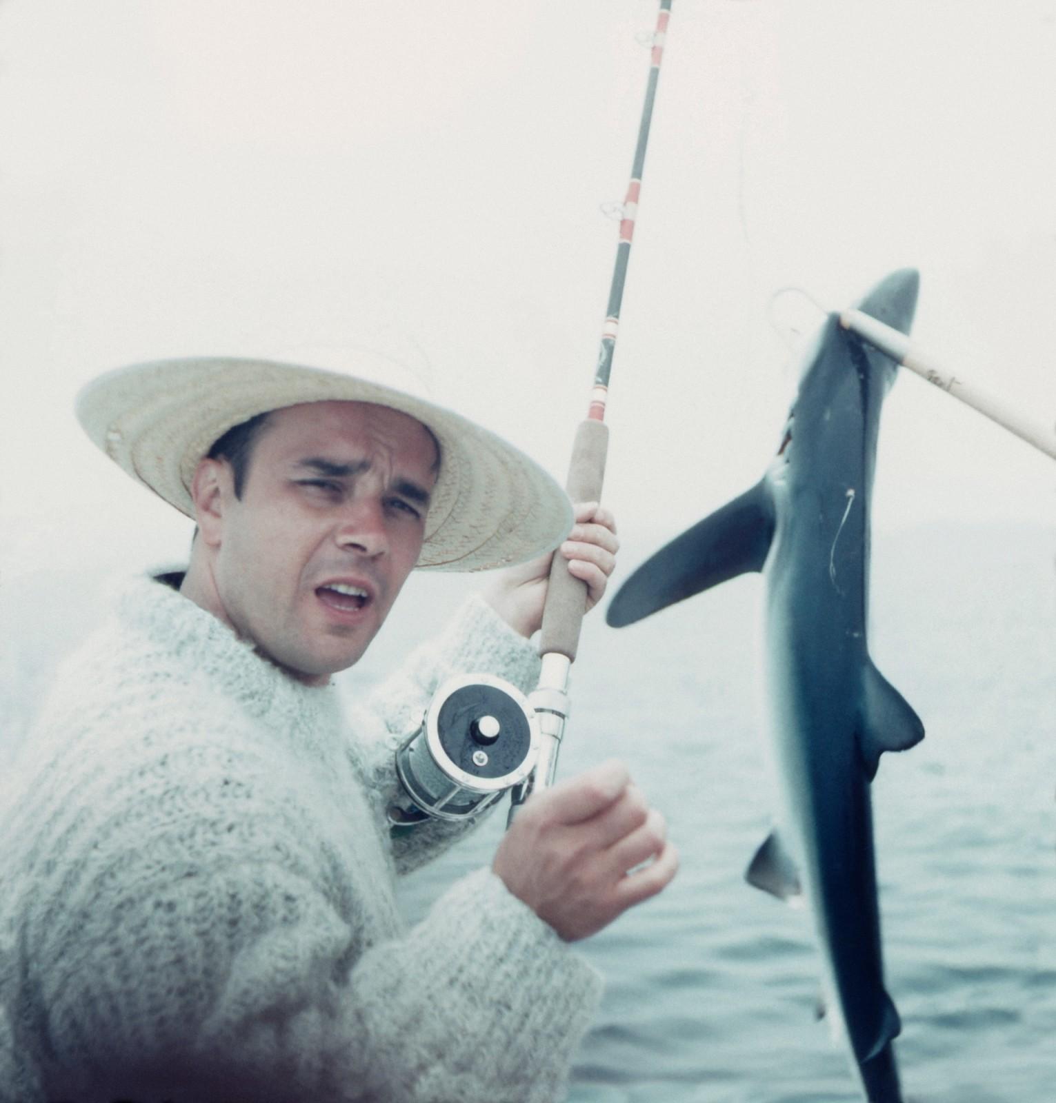 Yves Klein fishing a shark