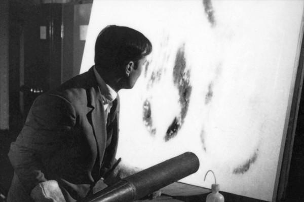 Yves Klein realizing a Colored Fire Painting (FC 2)