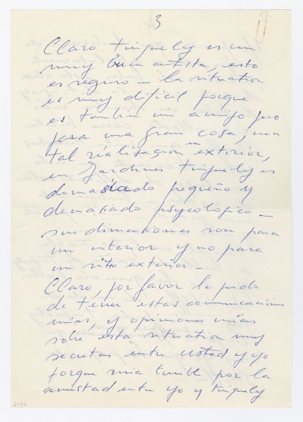 Lettre d'Yves Klein à Lucio Fontana
