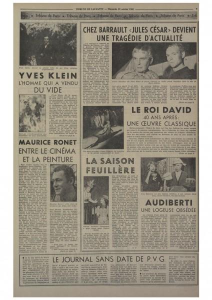 Pierre Descargues, "Klein, the man who sold the void", the Tribune de Lausanne