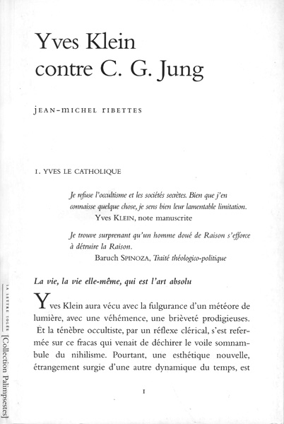 Yves Klein contre C. G. Jung
