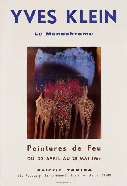Poster of the exhibition "Yves Klein le Monochrome - Peintures de Feu", Galerie Tarica