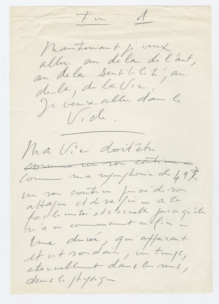 Yves Klein, "Maintenant je veux aller au-delà de l'art...", note