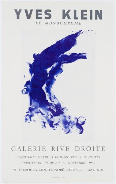 Poster for the exhibition "Yves Klein - Le Monochrome" at Galerie Rive Droite