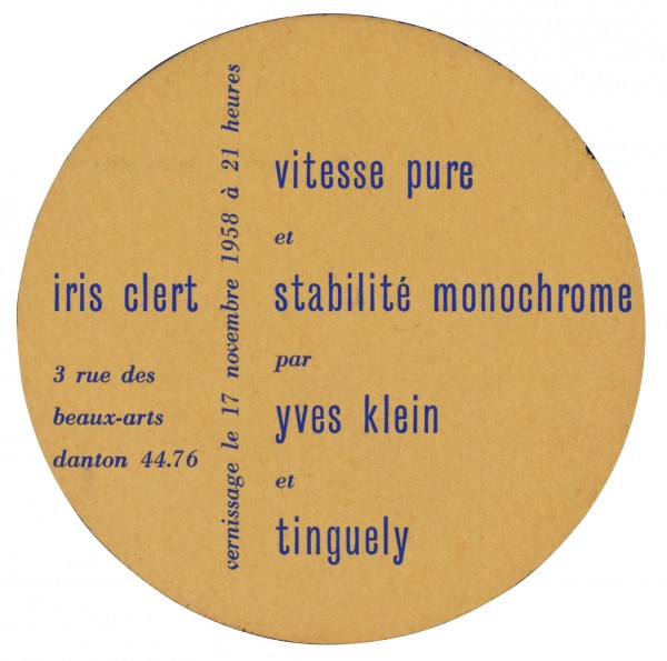 Vitesse pure et stabilité monochrome par Yves Klein et Jean Tinguely
