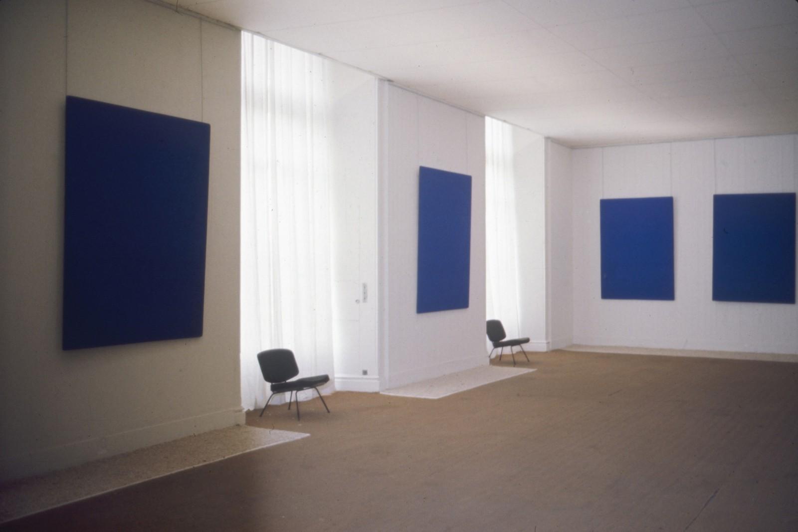View of the exhibition, "Yves Klein 1928-1962", Musée des arts décoratifs, 1969