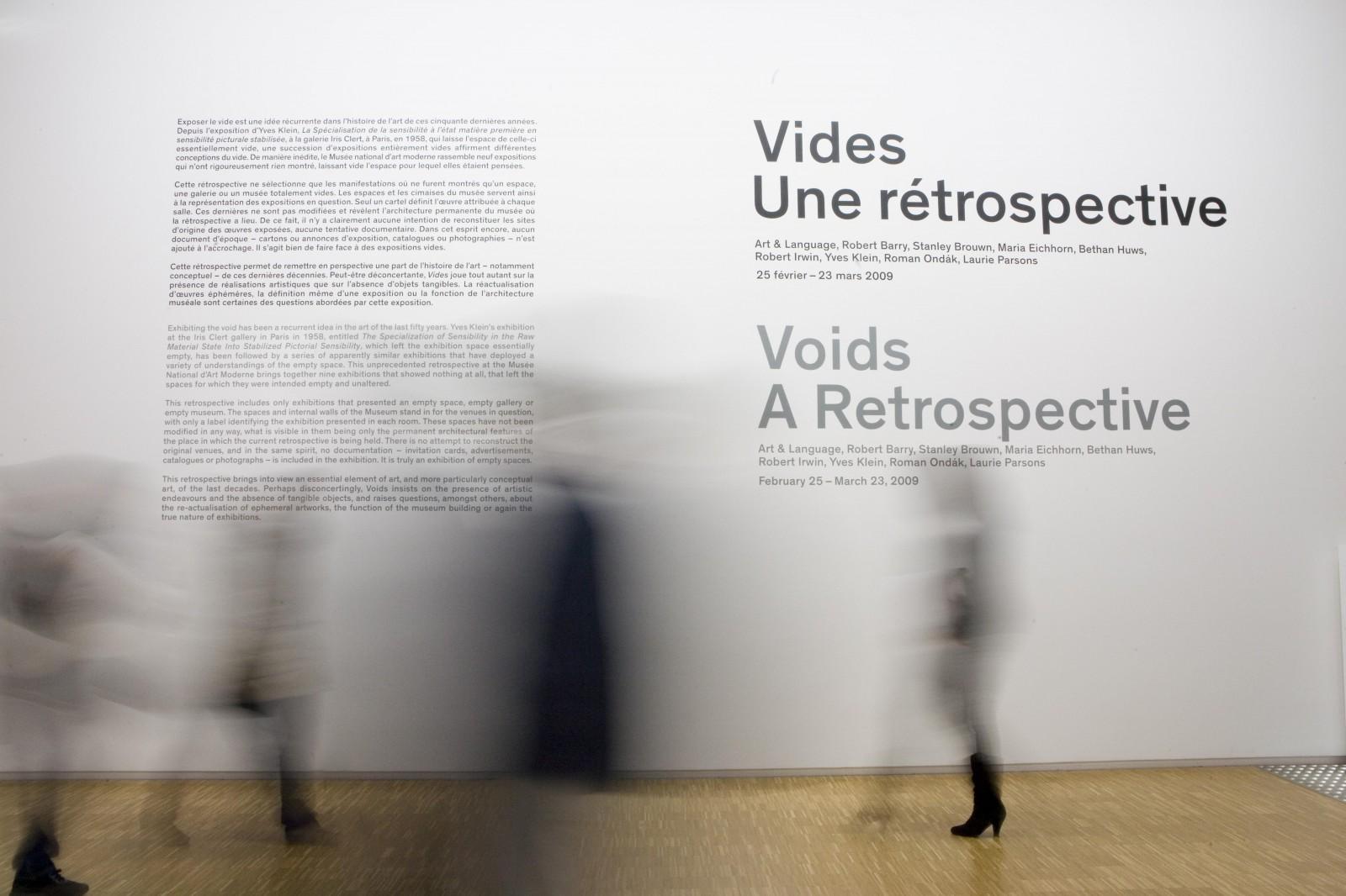 Vue de l'exposition, "Vides. Une rétrospective", Musée National d'Art Moderne, 2009