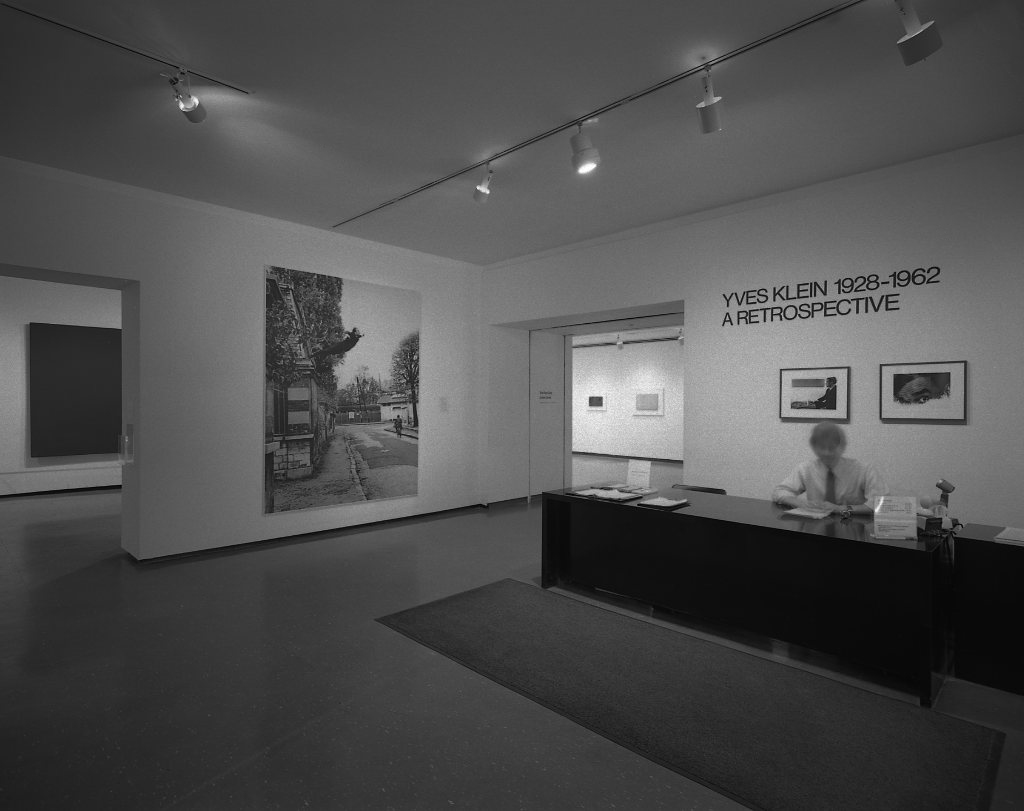 View of the exhibition, "Yves Klein, 1928-1962 : A retrospective", Chicago Museum of Contemporary Art, 1982