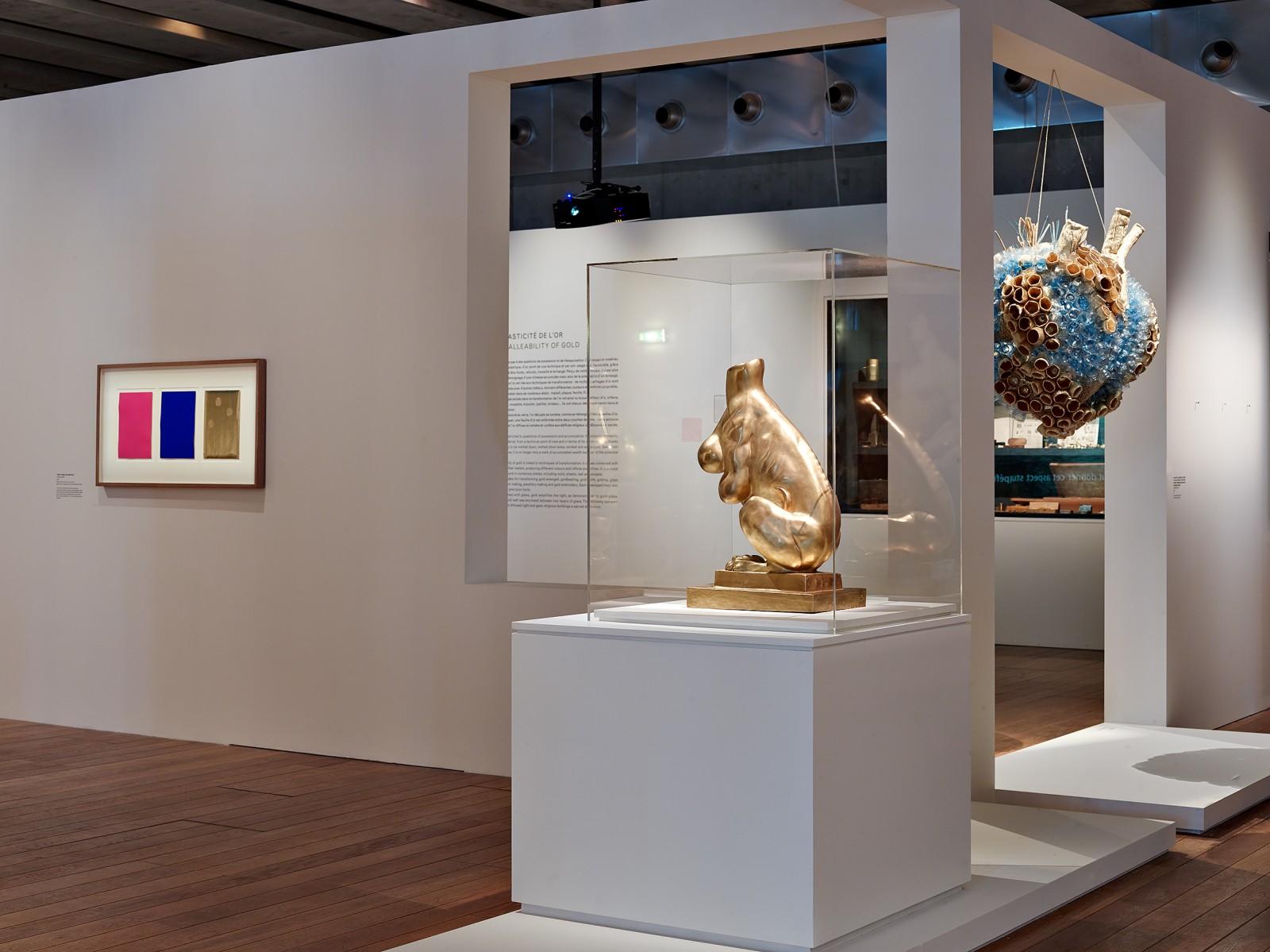 Vue de l'exposition "Or", MUCEM - Musée des civilisations de l'Europe et de la Méditerranée, Marseille, 2018 (Triptyque de Krefeld)