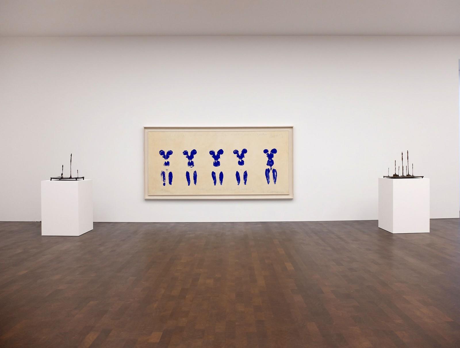 View of the exhibition "Alberto Giacometti, Yves Klein - In search of the Absolute", Gagosian Gallery, 2016