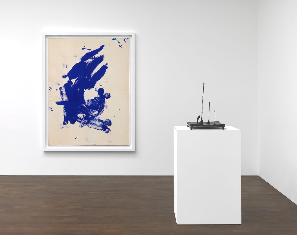 View of the exhibition "Alberto Giacometti, Yves Klein - In search of the Absolute", Gagosian Gallery, 2016
