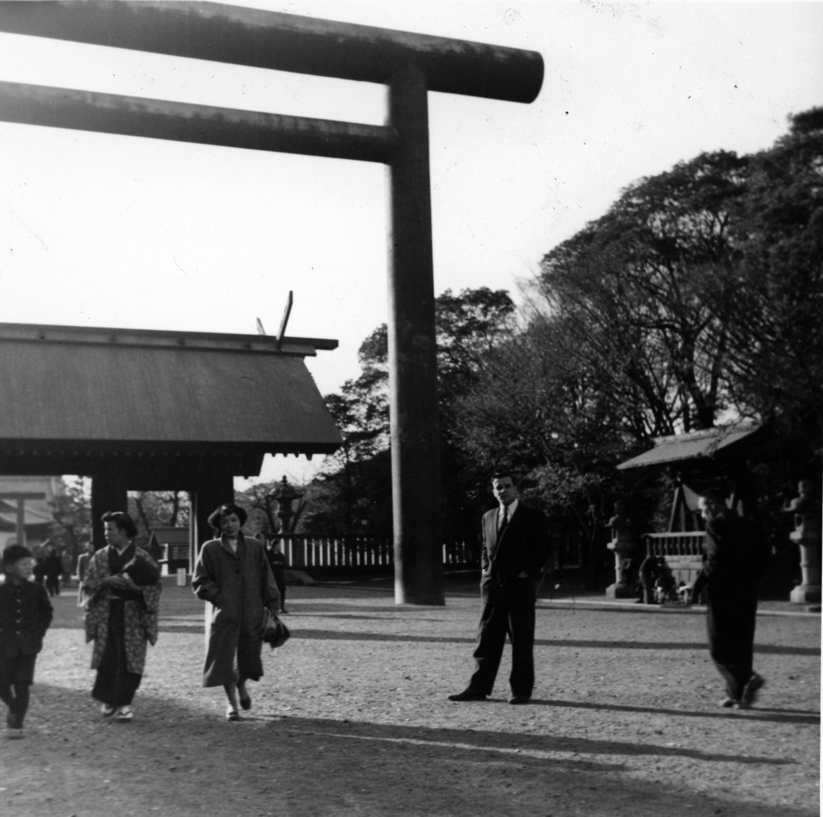 Yves Klein in the Shinto sanctuary Yasukuni-jinja