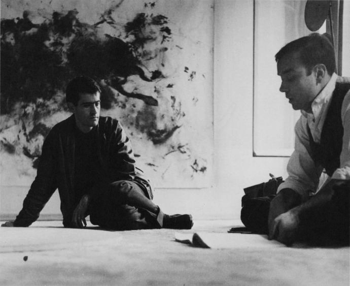 Yves Klein and Martial Raysse in the studio on rue Campagne-Première