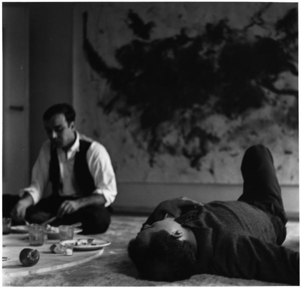 Yves Klein and Arman in front of Anthropometry (ANT 93)