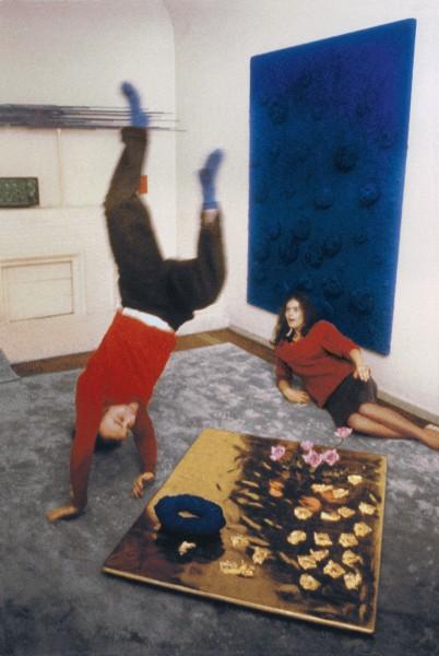 Yves Klein and Rotraut with Ci-gît l'Espace [Here Lies Space] (RP 3) and the Sponge Relief (RE 20)