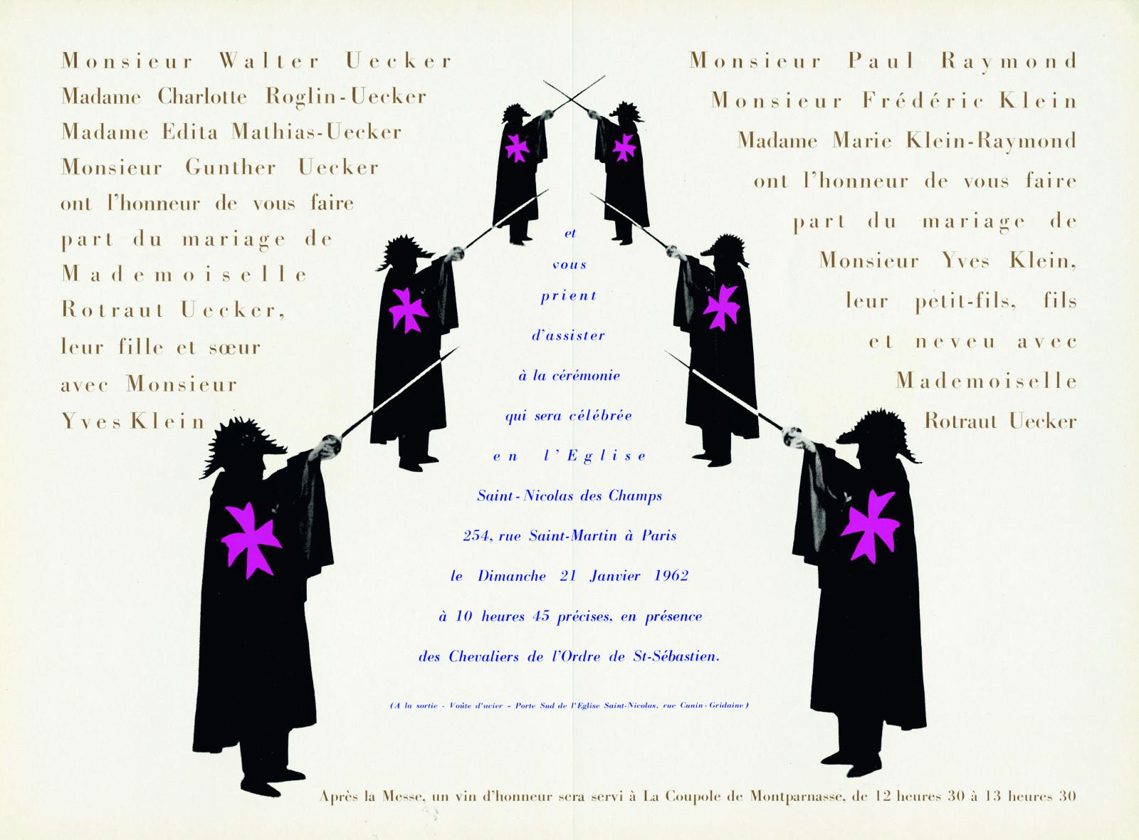 Yves Klein and Rotraut Uecker's wedding invitation