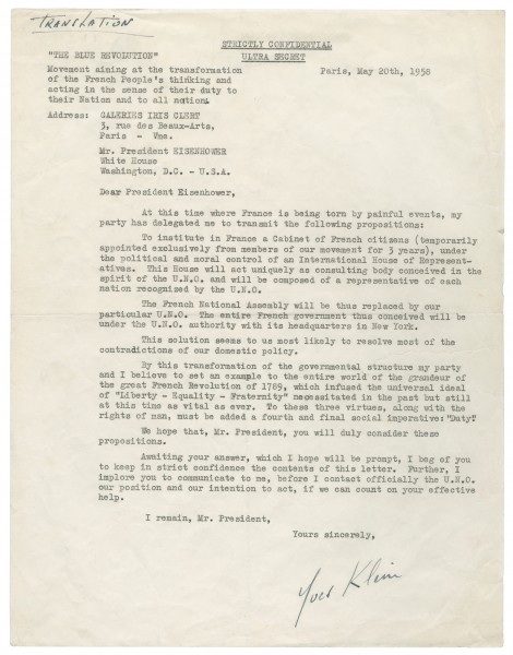 Letter to the President Eisenhower "The blue revolution"