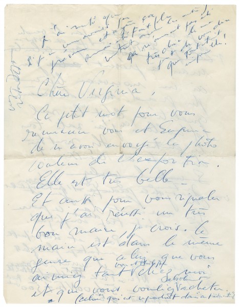 Letter from Yves Klein to Virginia Dwan