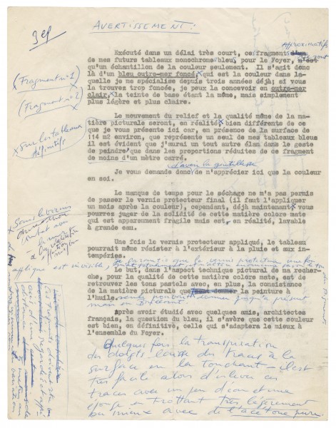 Yves Klein, Note au sujet de l'Opéra de Gelsenkirchen