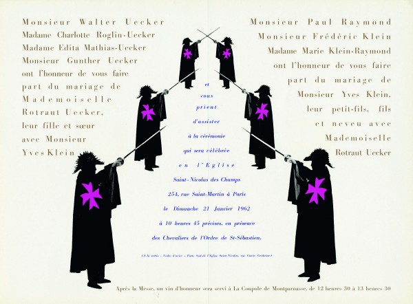 Yves Klein and Rotraut Uecker's wedding invitation