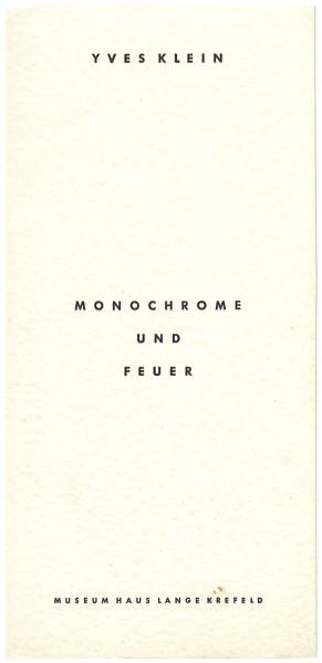 Invitation card for the exhibition "Yves Klein Monochrome und Feuer" at the Museum Haus Lange in Krefeld